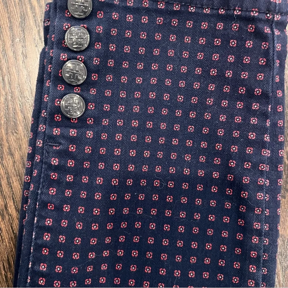 Tory Burch Navy Daisy Dot Emmy Floral Patterned Pants